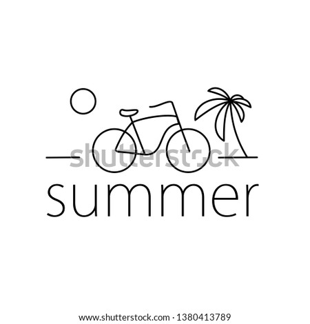 Summer linear icon. Bicycle and palm.