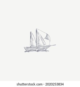 summer lino cut icon vector logo