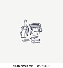 summer lino cut icon vector logo