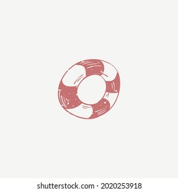 summer lino cut icon vector logo