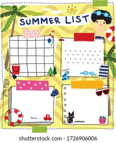 Vector de doodle de la lista de verano