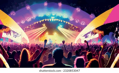 summer lively background festival outdoor music festival spotlight spotlight musical stage concert trumpet festival crowd dance background night performance entertainment nightlife club nightclub Dj