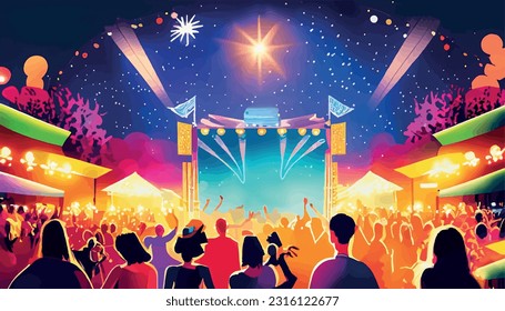 summer lively background lively outdoor music festival spotlight spotlight musical stage concert trumpet festival crowd dance background night performance entertainment nightlife club nightclub dj .