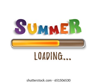 Summer loading bar isolated on white background. Vector illustration.