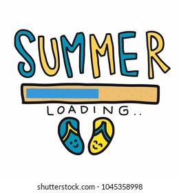 Summer loading and sandal cartoon vector illustration