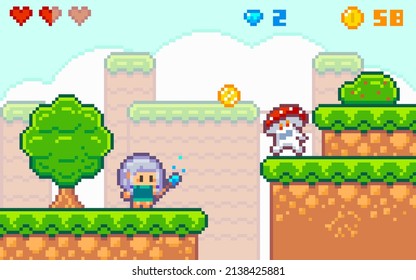 
Summer location for a pixel platformer. Mockup includes tileset, seamless parallax background and sprites. The resolution of objects is 16x16 pixels.
