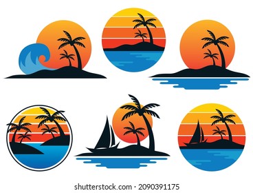 summer logo beach logo design vector 