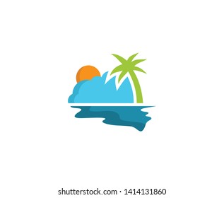 Summer logo beach palm sun vector  