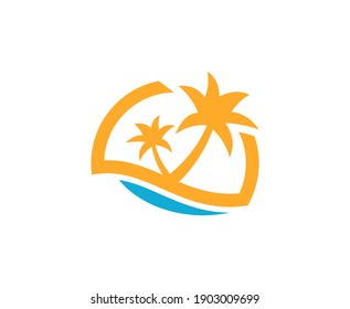 Summer logo beach palm vacation vector 