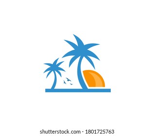 Summer logo beach palm vector icon 
