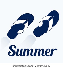 Summer Logo beach slippers swimwear sandals silhouette. Vector illustration