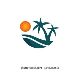 Summer logo beach sun vector icon 