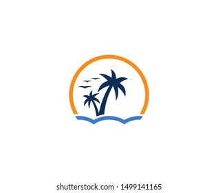 Summer logo beach vector icon design 