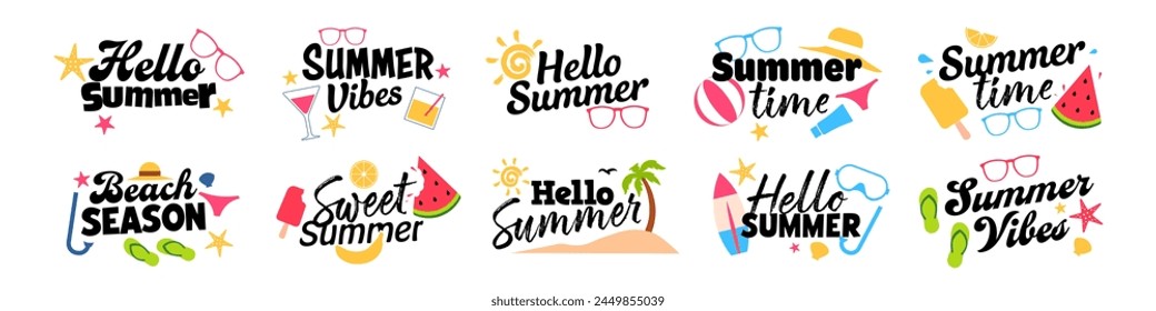 Colección de logotipo de verano. Hola etiqueta de verano.
