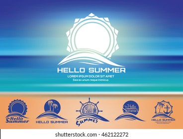 Summer logo design. Summer and beach set of vector emblems