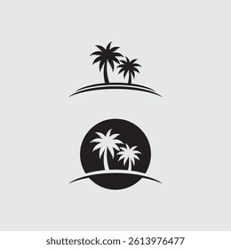 summer logo design and palm icon stock illustration