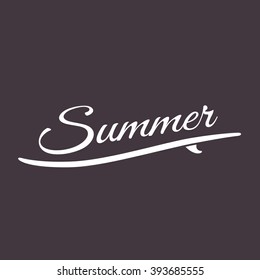 Summer logo, hand drawn brush script lettering for t shirt apparel, print, poster, card design, typographic composition, vector