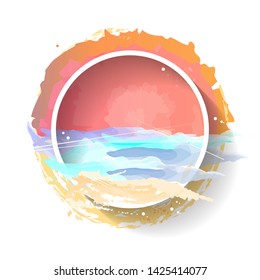 Summer logo, hand drawn tags and elements set, labels, for summer holiday, travel, beach vacation, sun.