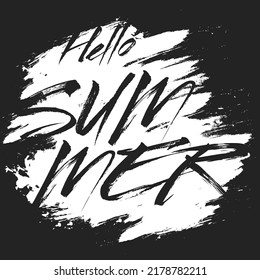 Summer logo. Hello summer. Pattern for design poster, logo, emblem, banner. Template on isolated background. Vector illustration