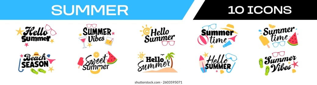 summer logo. hello summer text