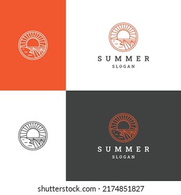 Summer logo icon flat design template 