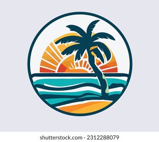 summer logo island white background