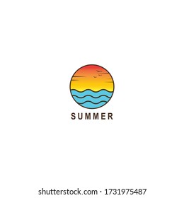 Sommerlogo mit Ozeanwellen Flachdesign