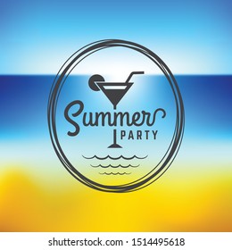 Summer logo. Summer logo on a background of the sea and the beach with the sun and sky.