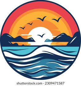 A summer logo on sea side vector