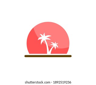 Logo de verano palma sol vectores de playa 
