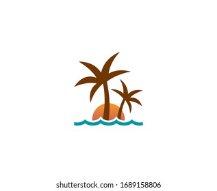 Icono vectorial de ola de palma del logotipo de verano 