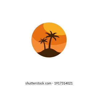 Palm Tree Logo On Island Design Stock Vector (Royalty Free) 1161550291