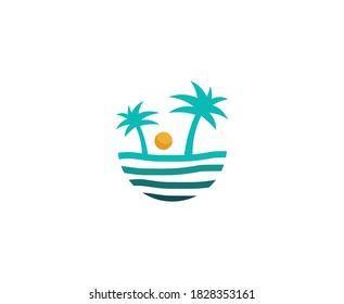 Logo de verano vectores de onda de palma de sol 