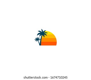 Summer logo sun paradise vector icon 