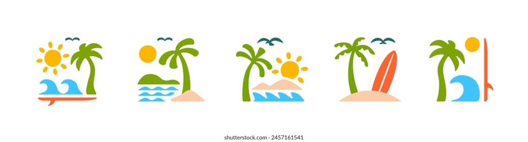 Summer logo. Surfing logo. Beach simple illustration.