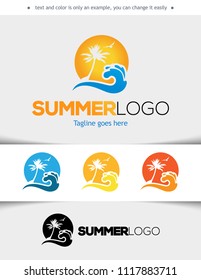 Summer logo template vector illustration, logo design