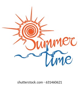 Summer logo time, enjoy your holidays. Vector illustration