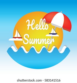 Summer logo vector illustration.Hello summer.