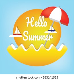 Summer logo vector illustration.Hello summer.