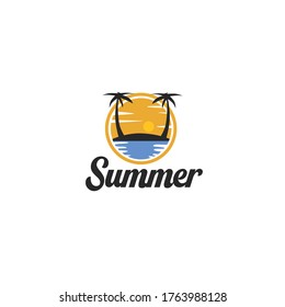 Summer logo vector template.Beach illustration