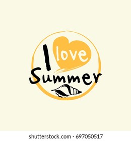 Summer logos, hand drawn tags and elements set for summer holiday, travel, beach vacation, sun, vector illustration