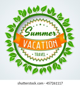 summer logotype design component for brochure template vacation summer tour conceptual background scene gold tourism orange leaf mark sea sun shoreline golden ocean banner offshore letterhead sparklin