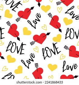 Summer Love Abstract Heart Arrow Vector Seamless Pattern can be use for background and apparel design