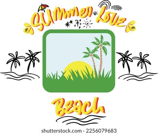 Summer Love Beach Vector Illustration With Text For Multiple Use