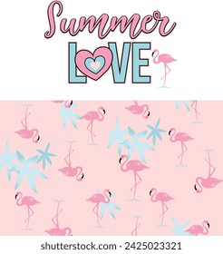 SUMMER LOVE FLAMINGO TEXTURE GIRL TROPCIAL