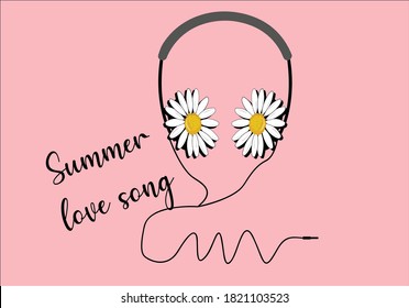 summer love song with daisy headphone mariposa
stationery,mug,t shirt,phone case fashion slogan  style spring summer sticker and etc