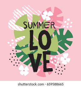 summer love t-shirt design vector illustration