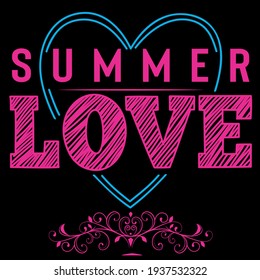 summer love typography t shirt design