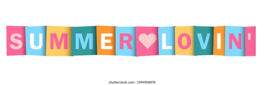 SUMMER LOVIN' colorful vector typography banner with heart symbol on white background