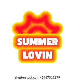 "Summer Lovin" text summer sticker, retro design element. Vector illustration